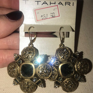 Tahari Earrings STUNNING Black gems BRAND NEW TAGS